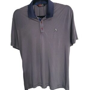 Arnold Palmer Mens Striped Golf Polo Shirt Navy Blue White Size Small /Medium